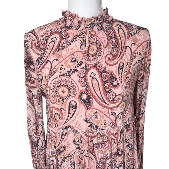 Anthropologie | Cady Tiered Paisley Printed Tunic Dress Size Small Boho Smocked - Picture 15 of 16